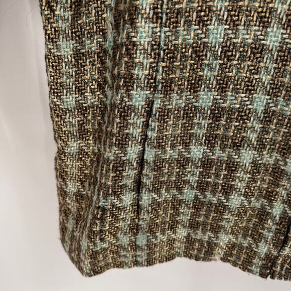 Chicos Women's Tweed Houndstooth Plaid Metallic Front Zip Jacket Pockets Size XL - Picture 8 of 14